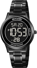 FANMIS Men’s and Women’s Digital Retro Watch with Stainless Steel Bracelet Waterproof LED Wristwatch with Alarm, Stopwatch, Countdown, Classic Business Watches