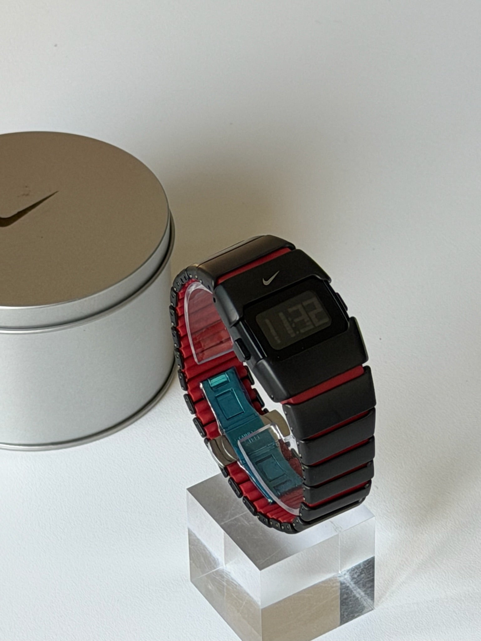 Nike D-Line Matte Black Digital Watch with Red Accents | Retro Y2K Sports Watch | Unisex Streetwear Timepiece