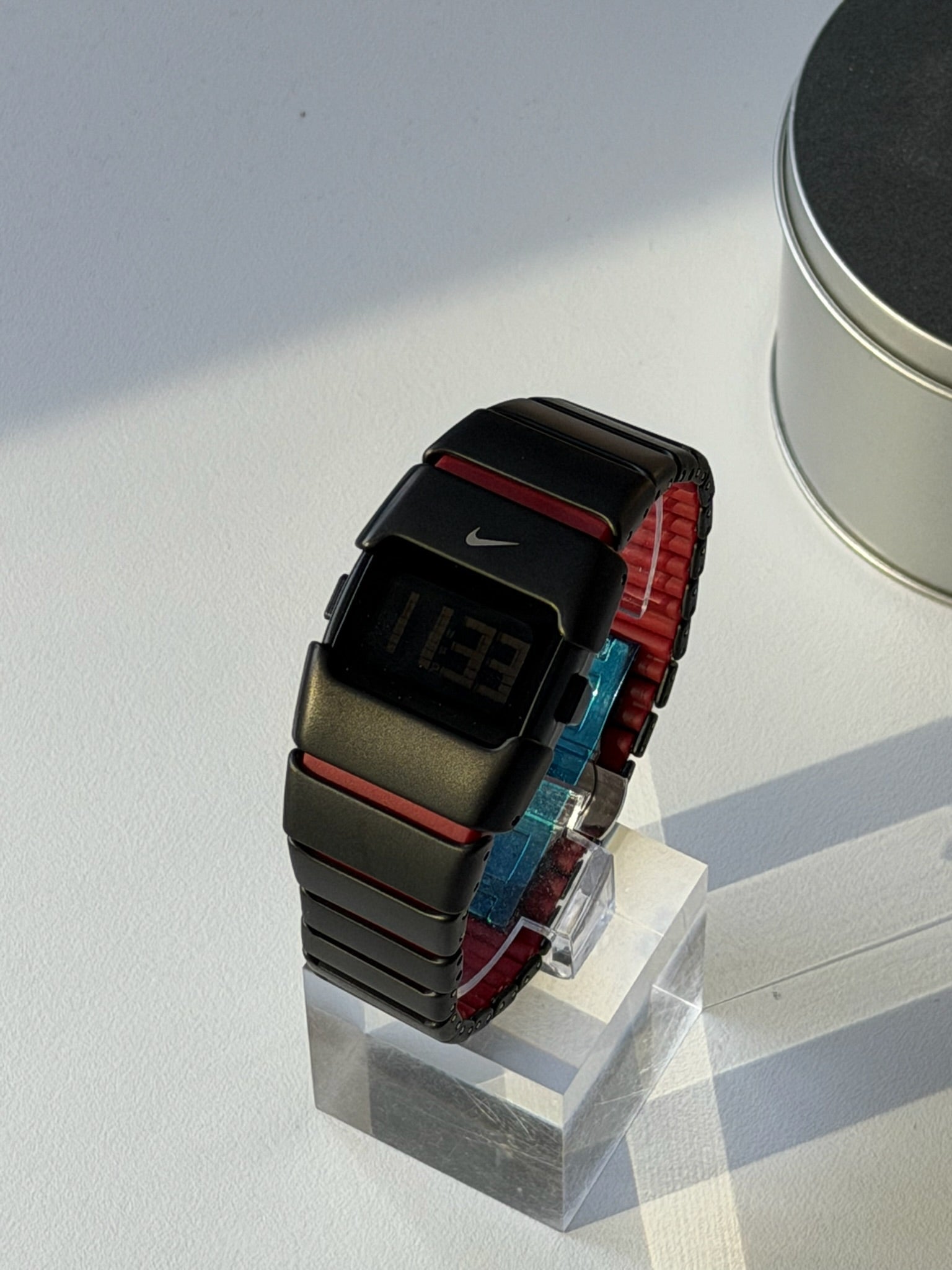 Nike D-Line Matte Black Digital Watch with Red Accents | Retro Y2K Sports Watch | Unisex Streetwear Timepiece