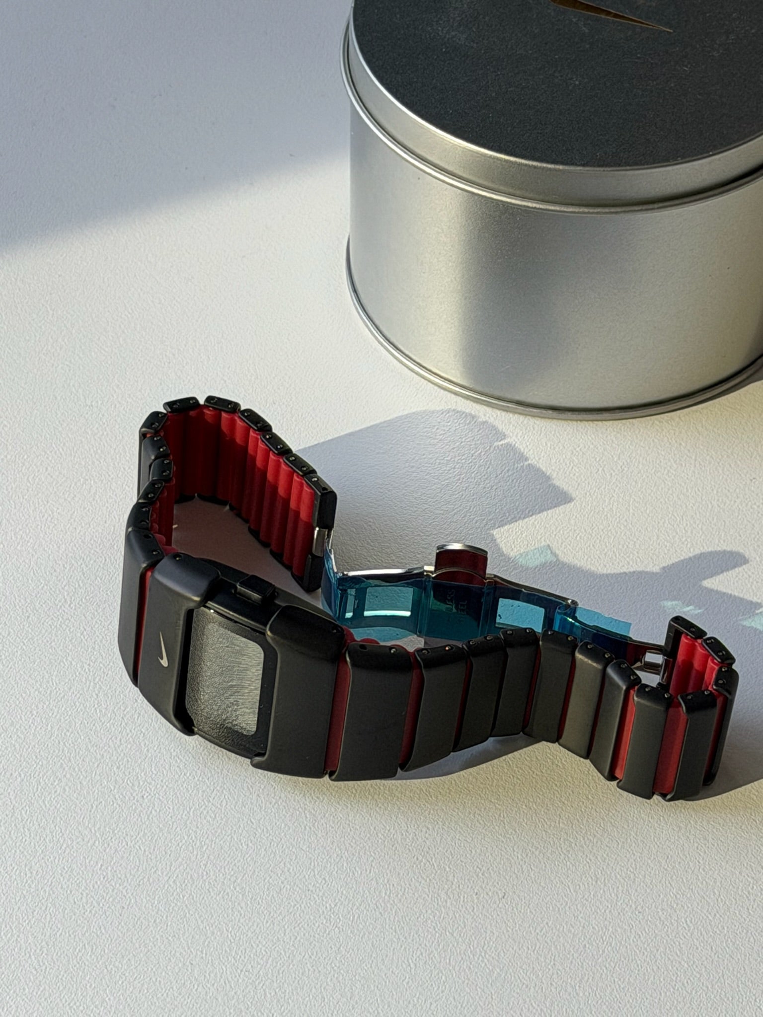 Nike D-Line Matte Black Digital Watch with Red Accents | Retro Y2K Sports Watch | Unisex Streetwear Timepiece