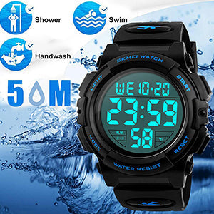 MJSCPHBJK Watches for Men, Digital Sports Watch for Mens Waterproof LED Screen Large Face Military Tactical Watch