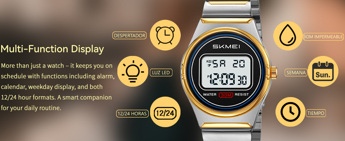 Gosasa Retro Ultra-Thin Digital Watch for Men & Women, 30M Water Resistant | Stainless Steel Design Adds A Business-Casual Look, Quartz Timing Pairs With LED Backlight, Alarm And Stopwatch For Daily Use