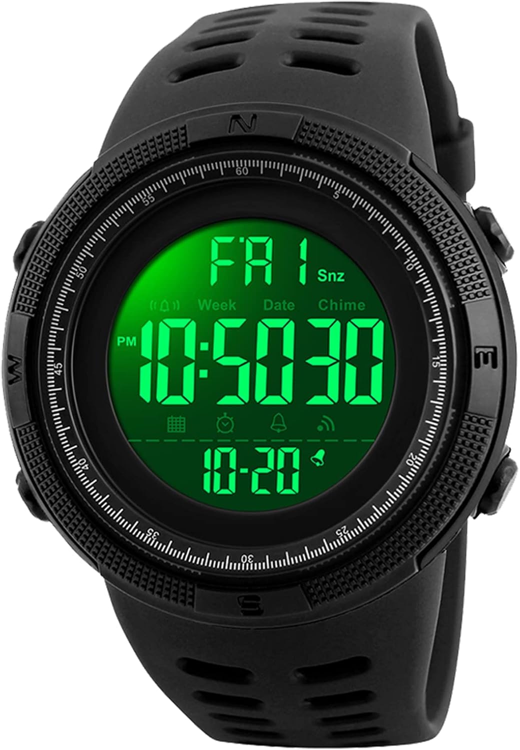 SKMEI Watch for Men,Military Sports Round Digital Watch with Waterproof Led Light Stopwatch Countdown Date Alarms Chronograph