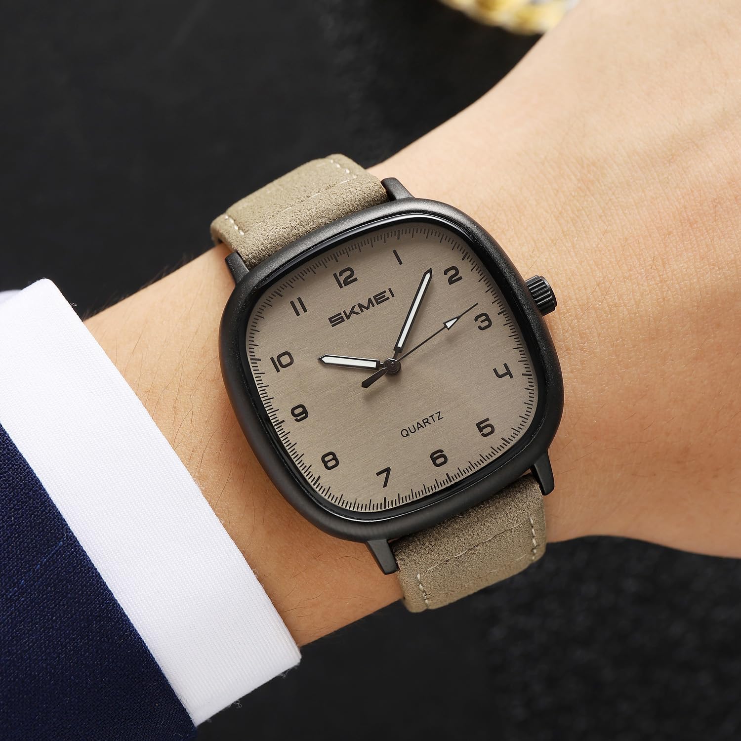 Mens Square Watch for Men Vintage Minimalist Analog Simple Watch | Unisex Watches for Adults, Leather Strap,3ATM Waterproof, Large Face Watch for Women,Classic Daily Wear,Gift for Him Her
