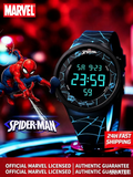 Official Marvel Spider‑Man Digital Sports Watch, 50M Waterproof Shock Resistant Wrist Watch with Alarm Stopwatch LED Backlight Calendar 12/24H, Teen Boys Student Gift Watch