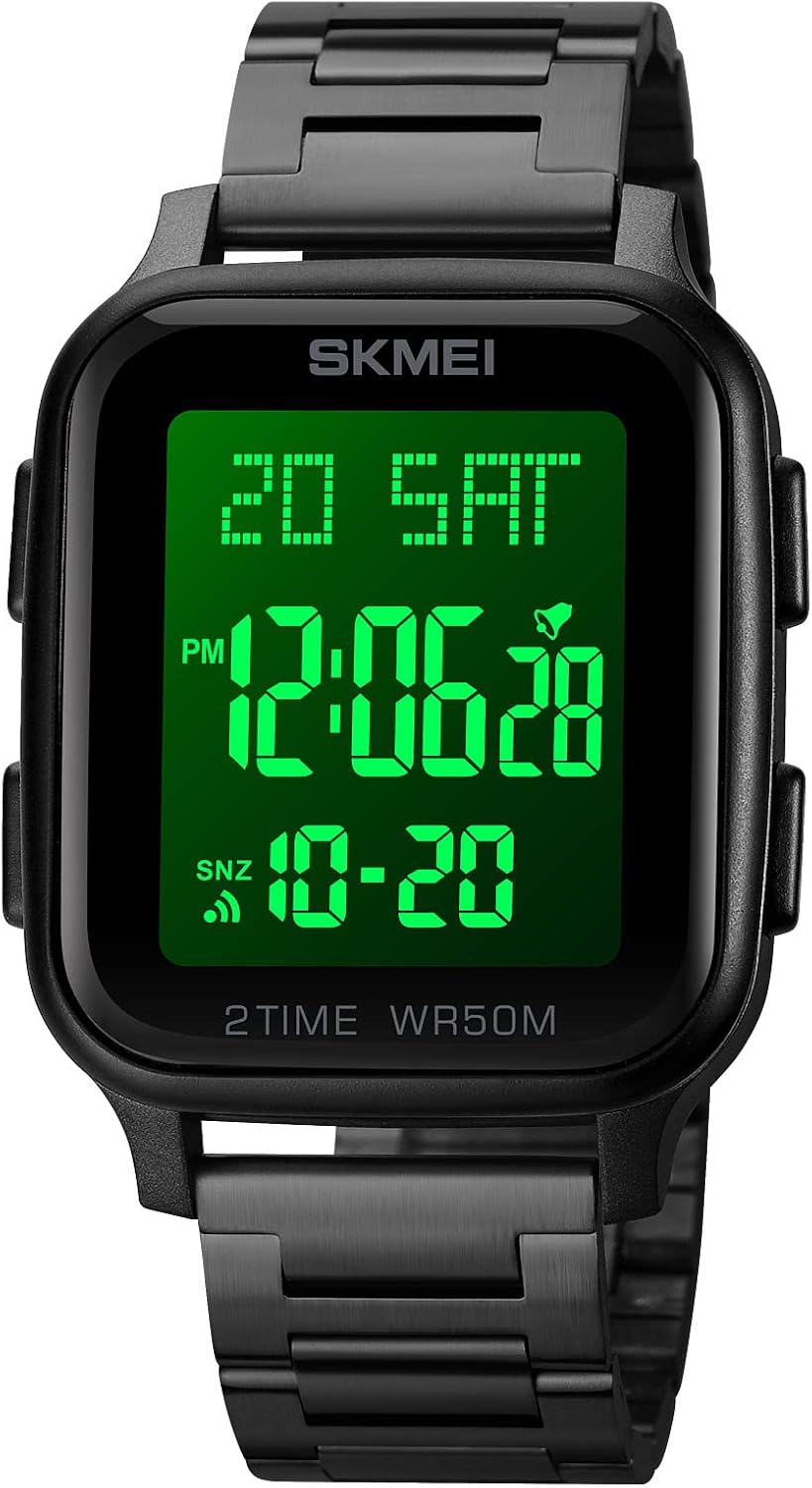 Gosasa Classic Square Face Unisex Women's Men's Digital Multifunction Outdoor Casual Watch Countdown 50M Waterproof Led Light Wristwatch