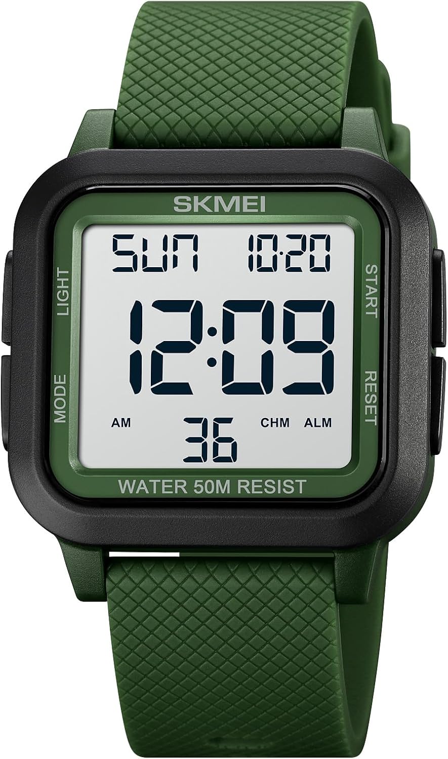 SKMEI Watches for Men,Military Square Ultra-Thin Digital Women Watch with Dual Time 50M Waterproof LED Light Alarm Stopwatch Unisex Sports Watch