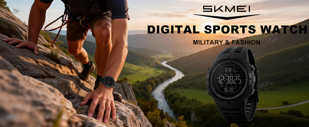 SKMEI Watch for Men,Military Sports Round Digital Watch with Waterproof Led Light Stopwatch Countdown Date Alarms Chronograph