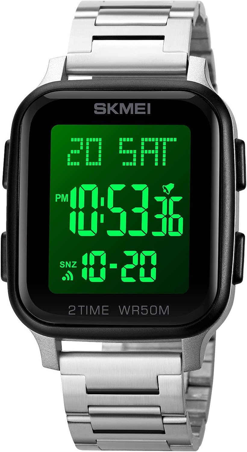 Gosasa Classic Square Face Unisex Women's Men's Digital Multifunction Outdoor Casual Watch Countdown 50M Waterproof Led Light Wristwatch