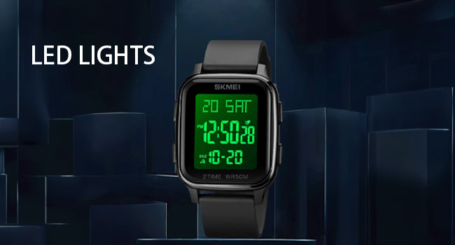 Gosasa Classic Square Face Unisex Women's Men's Digital Multifunction Outdoor Casual Watch Countdown 50M Waterproof Led Light Wristwatch
