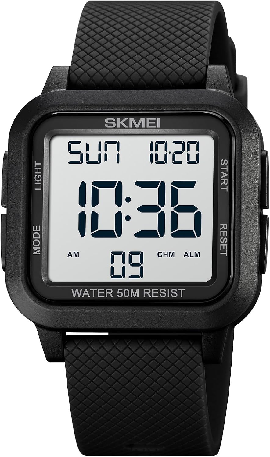 SKMEI Watches for Men,Military Square Ultra-Thin Digital Women Watch with Dual Time 50M Waterproof LED Light Alarm Stopwatch Unisex Sports Watch