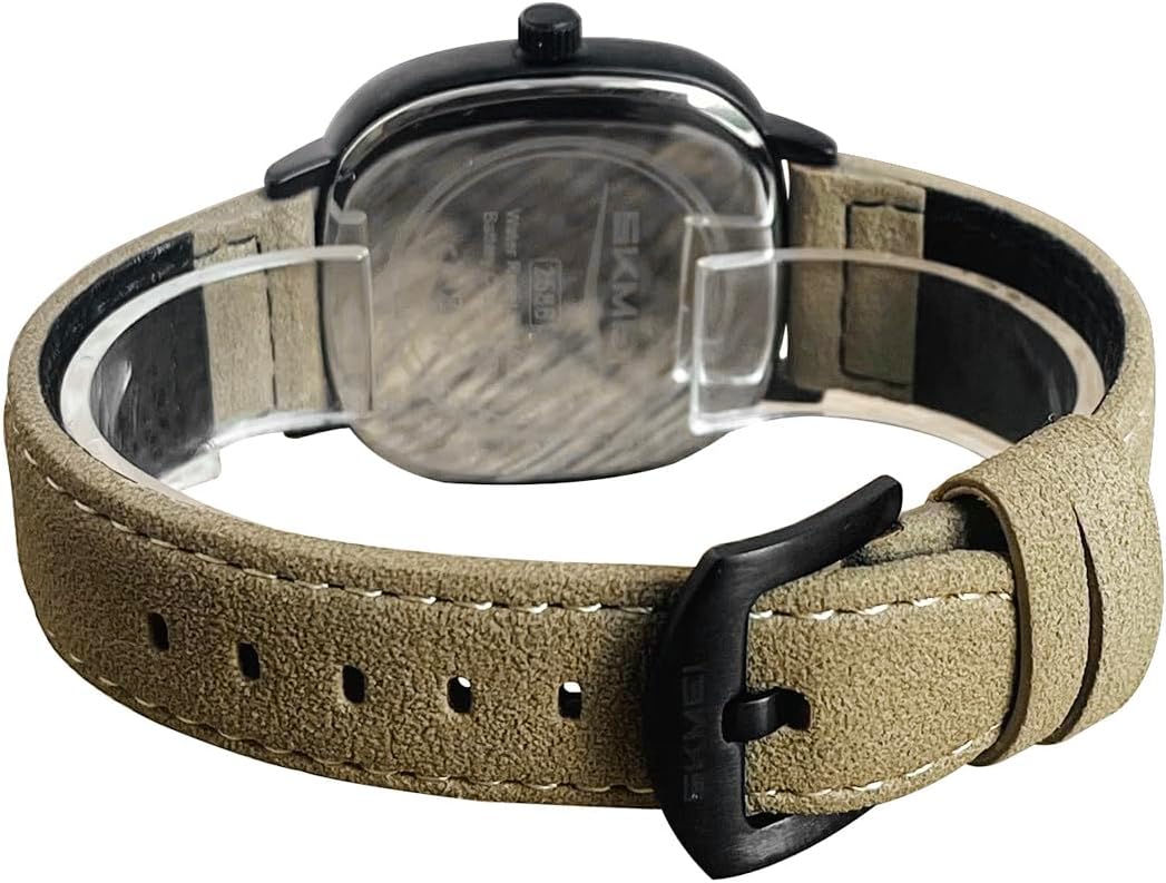 Mens Square Watch for Men Vintage Minimalist Analog Simple Watch | Unisex Watches for Adults, Leather Strap,3ATM Waterproof, Large Face Watch for Women,Classic Daily Wear,Gift for Him Her