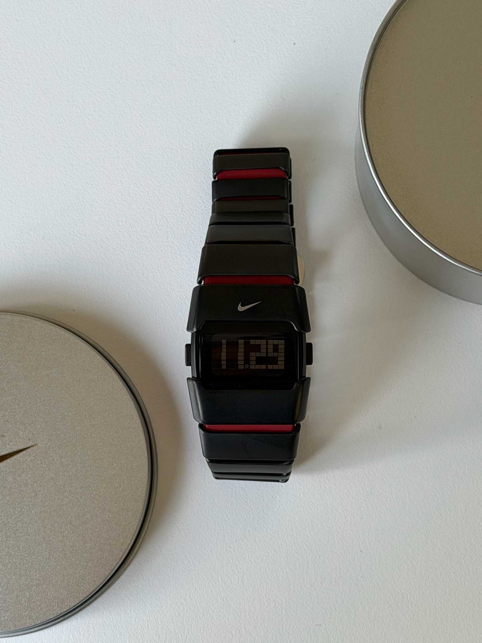 Nike D-Line Matte Black Digital Watch with Red Accents | Retro Y2K Sports Watch | Unisex Streetwear Timepiece