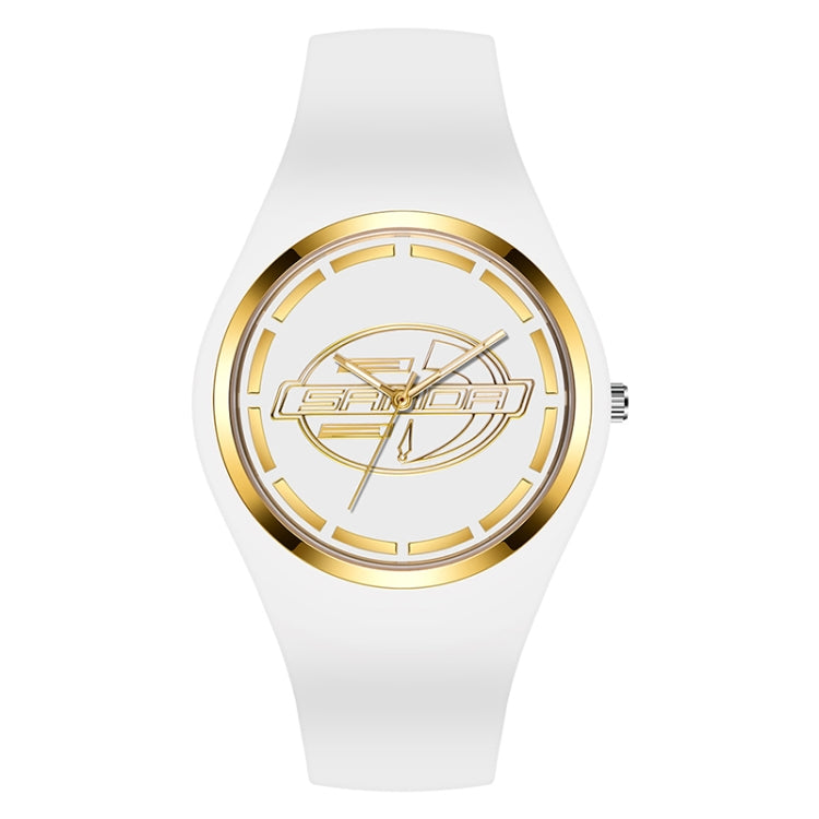 SANDA 6077 Simple Icon Round Dial Ladies Silicone Strap Quartz Watch