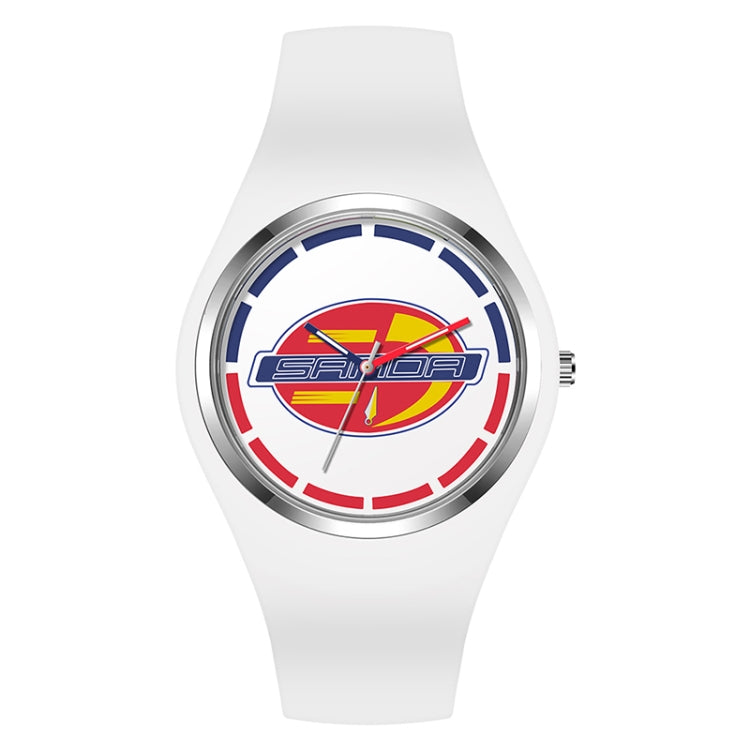 SANDA 6077 Simple Icon Round Dial Ladies Silicone Strap Quartz Watch