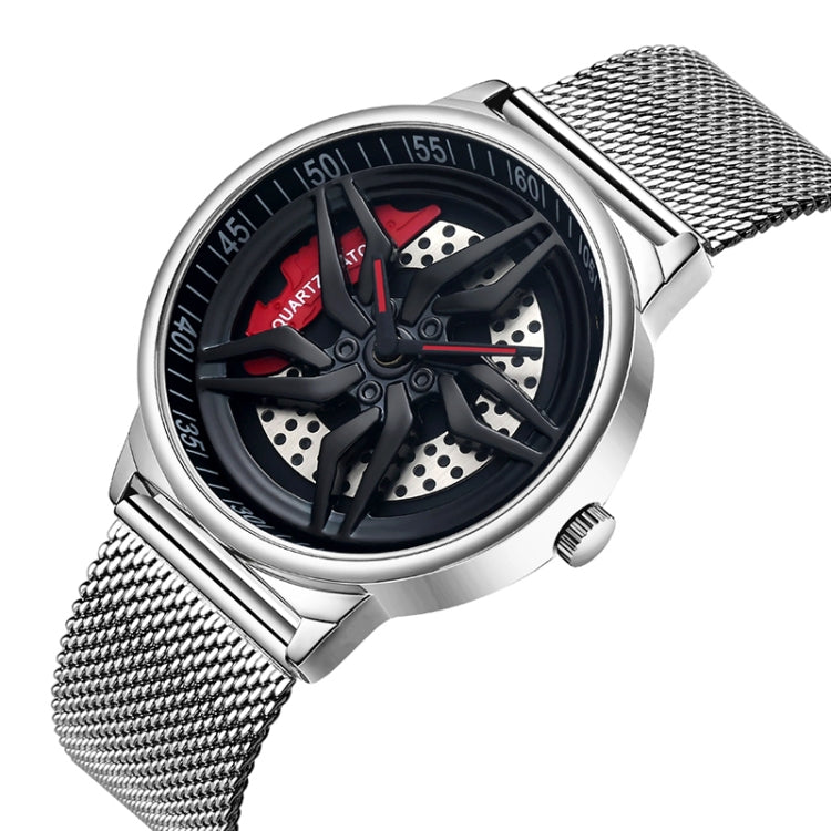 SANDA 1062 360 Degree Hollow Spinning Dial Mesh Strap Quartz Watch for Men, 1062 Mesh Strap