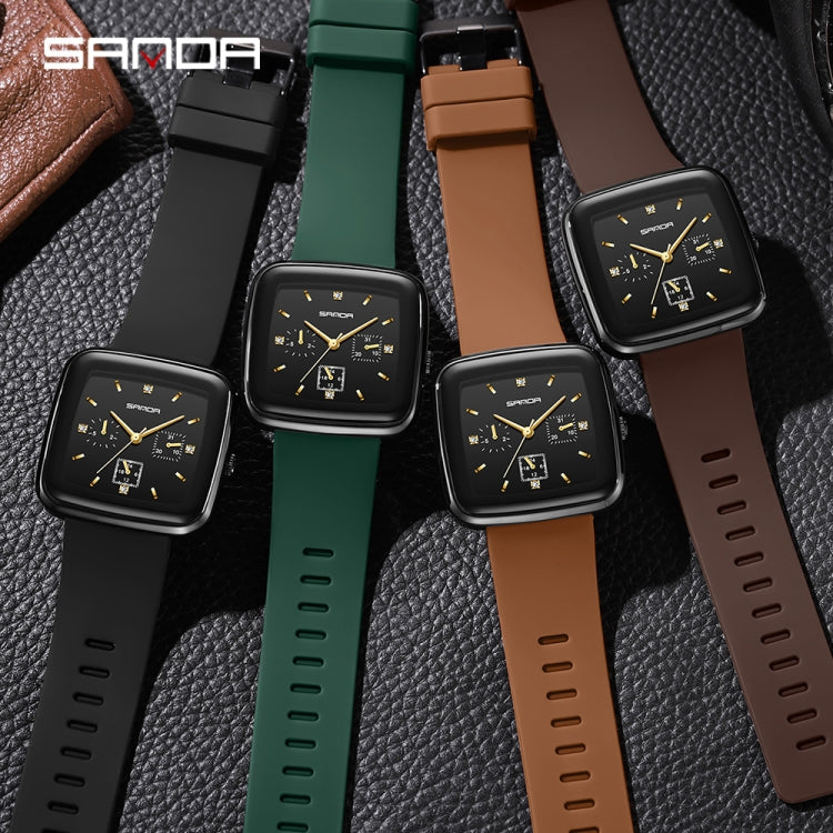 Sanda 1112 Square Six Hand Dial Electronic Quartz Watch