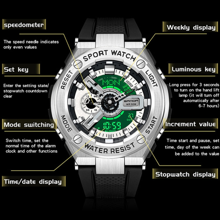 SANDA 3170 Men Luminous Waterproof Sports Watch
