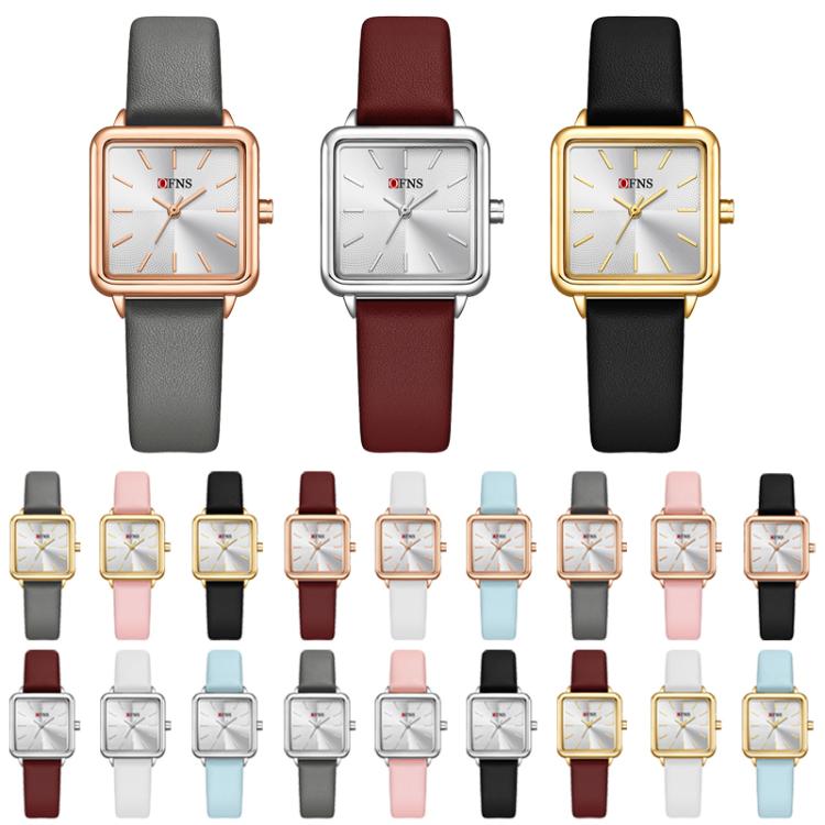 SANDA 1316 Ladies 3ATM Waterproof Alloy Case Quartz Watch, Leather-Black, Leather-Pink, Leather-Grey, Leather-Blue, Leather-White, Leather-Red