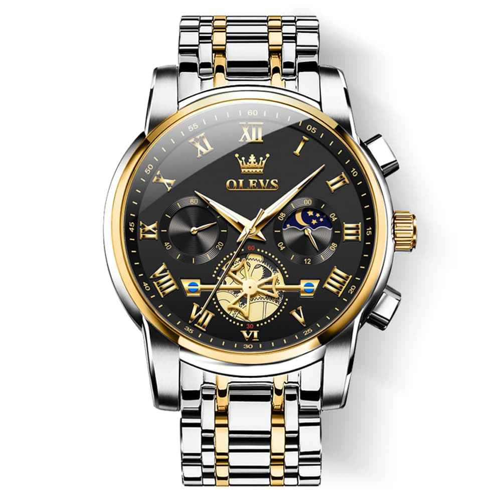 "The Voyager" Chronograph Watch | Sun & Moon Phase & Wheel Design