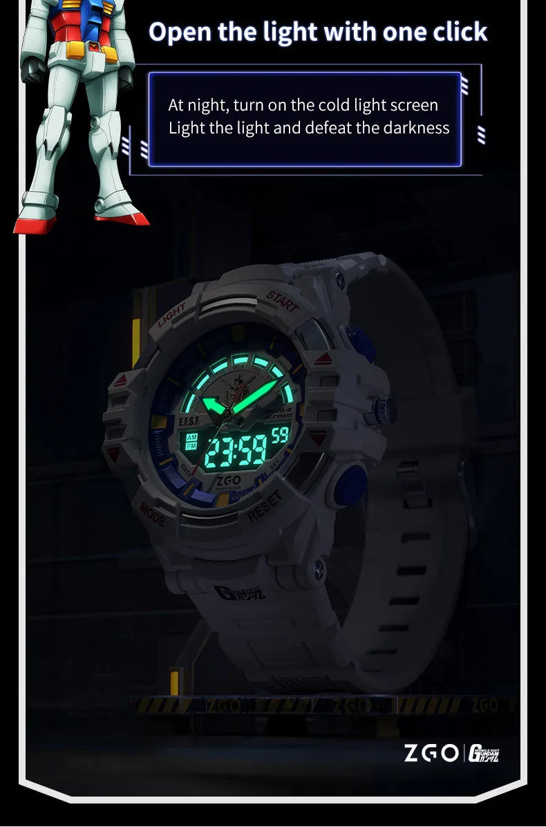 ZGO X Gundam Kids Watch Mechanical Waterproof Sports Electronic Digital Watches For Middle School Student Teenage Boys
