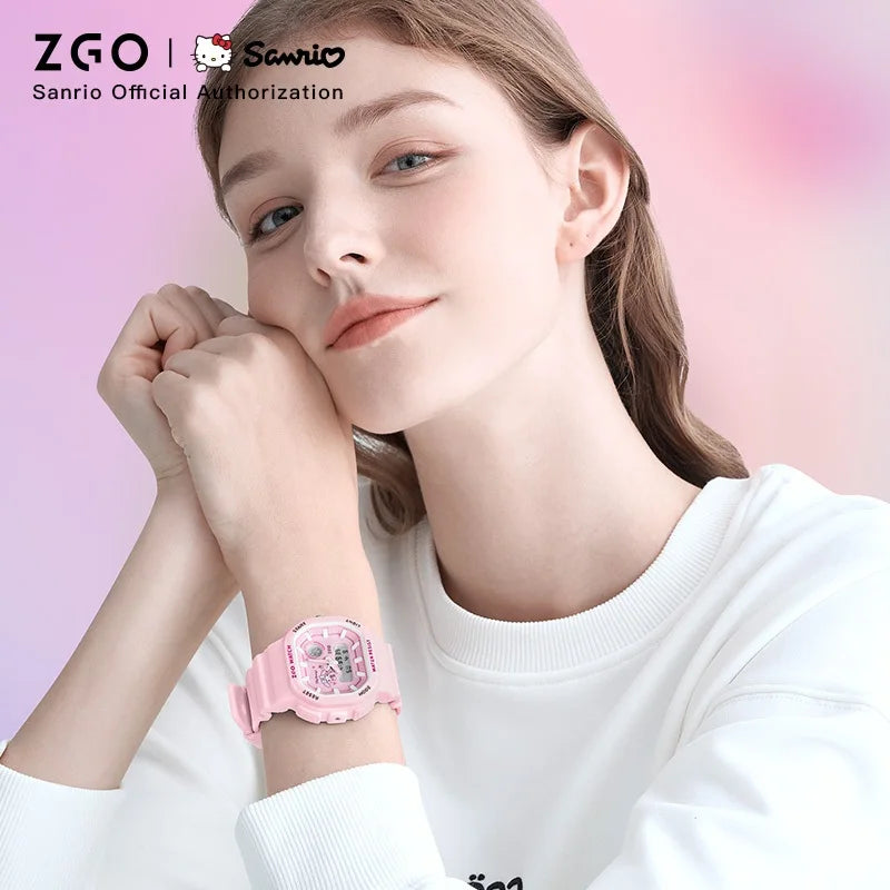 ZGO X Sanrio My Melody New Electronic Watch Dual Display Waterproof