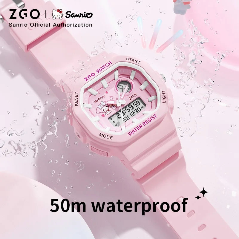 ZGO X Sanrio My Melody New Electronic Watch Dual Display Waterproof