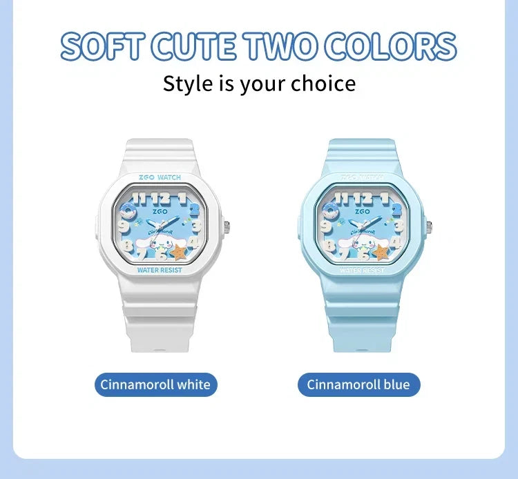 ZGO x Cinnamoroll watch for kids girl waterproof Sports Small square Watch gift 357