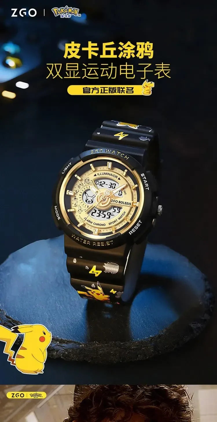 ZGO Co-branded Anime Series Watch Men's Sports Waterproof Student Trend Pikachu Quartz Electronic Watch Gifts