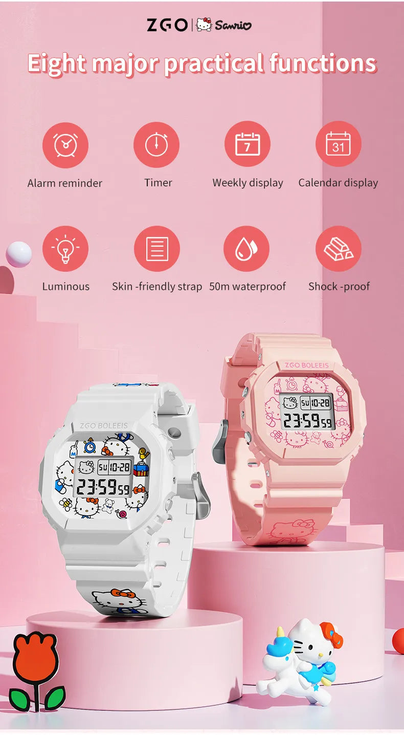 ZGO x Sanrio Hello Kitty Women's Watches Electronic Watch Sports Wristwatch Waterproof