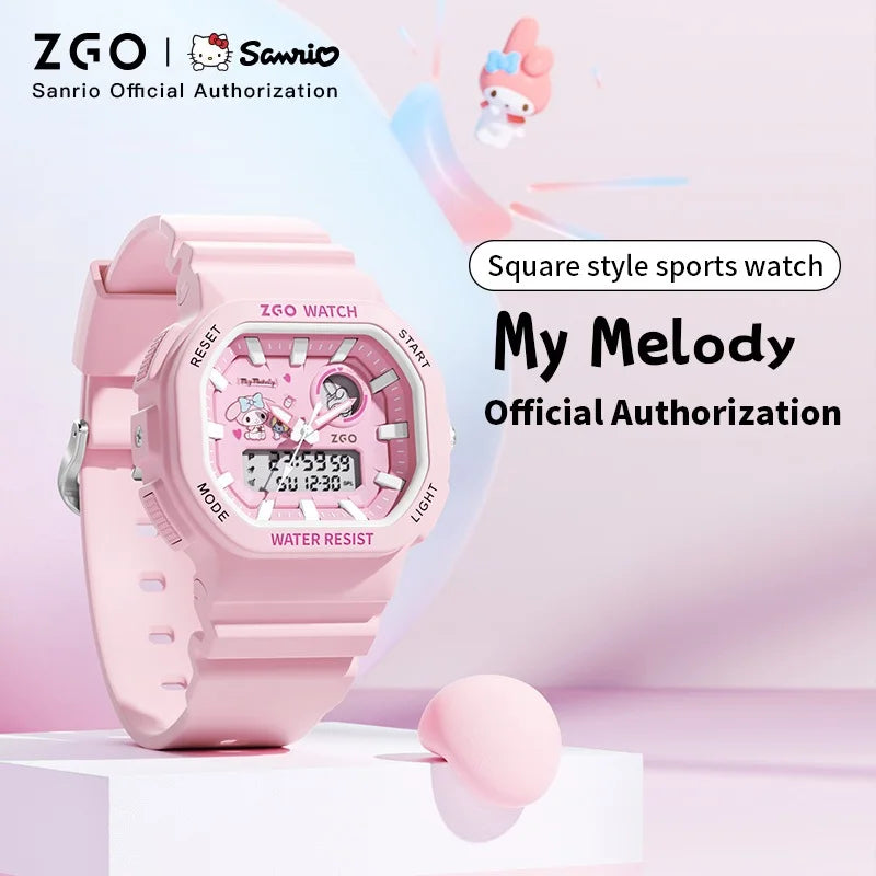 ZGO X Sanrio My Melody New Electronic Watch Dual Display Waterproof