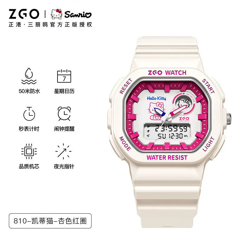 ZGO X Sanrio My Melody New Electronic Watch Dual Display Waterproof