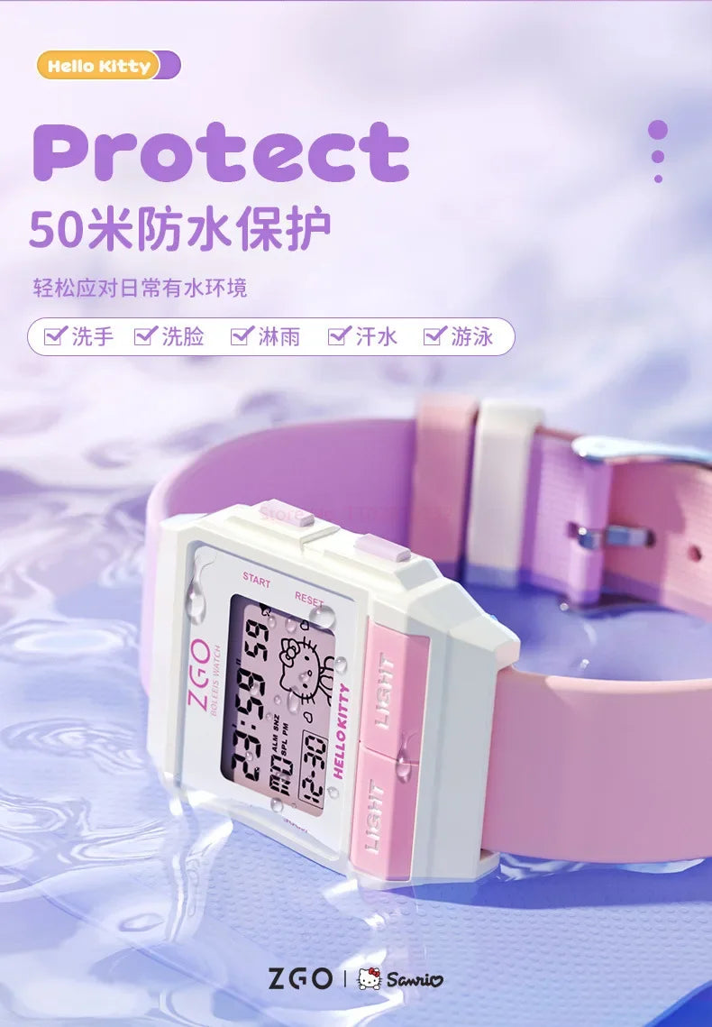 Original Sanrio Joint Zgo Kuromi Cinnamoroll Anime Cute Watches Waterproof Luminous Kawaii Sports Quartz Watch Chrismas Gifts