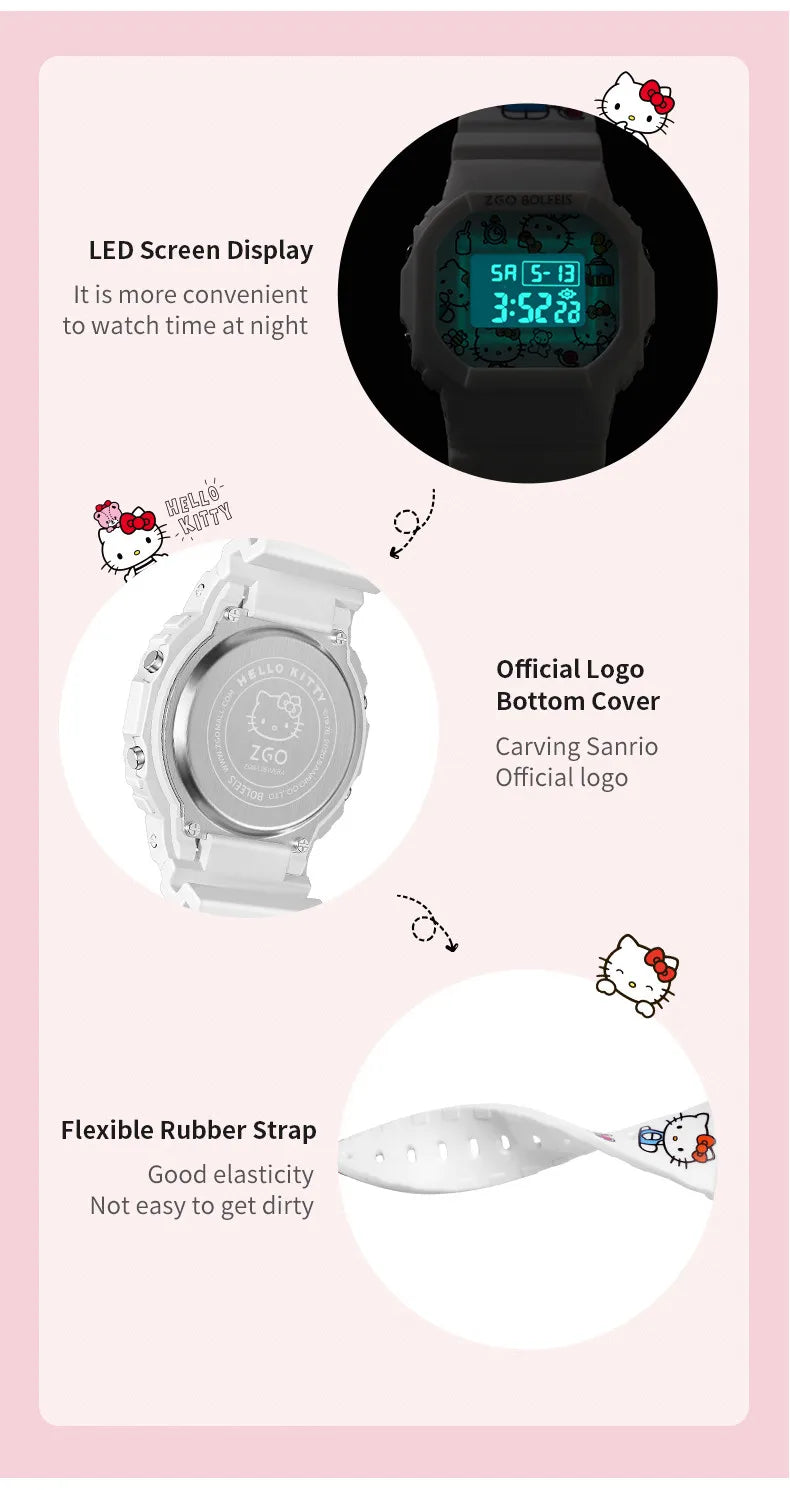 ZGO x Sanrio Hello Kitty Women's Watches Electronic Watch Sports Wristwatch Waterproof