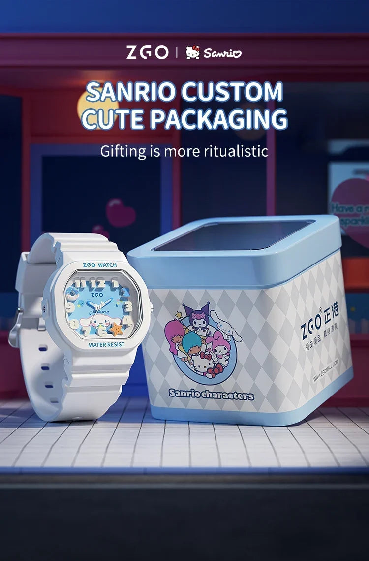 ZGO x Cinnamoroll watch for kids girl waterproof Sports Small square Watch gift 357