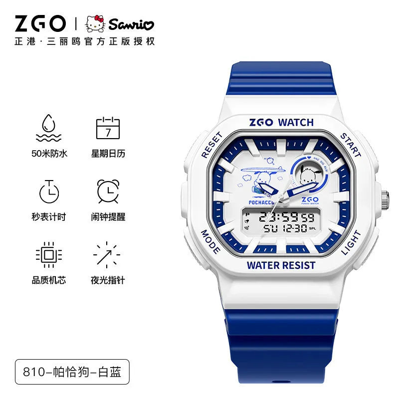 ZGO X Sanrio My Melody New Electronic Watch Dual Display Waterproof