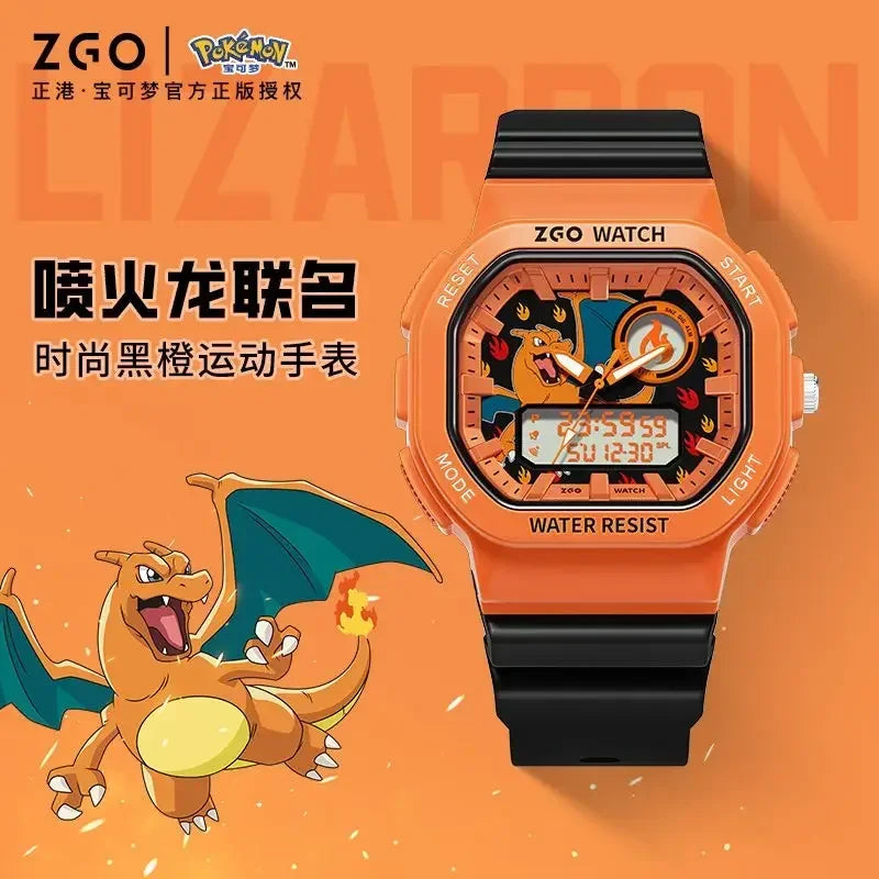 ZGO Co-branded Anime Series Watch Men's Sports Waterproof Student Trend Pikachu Quartz Electronic Watch Gifts