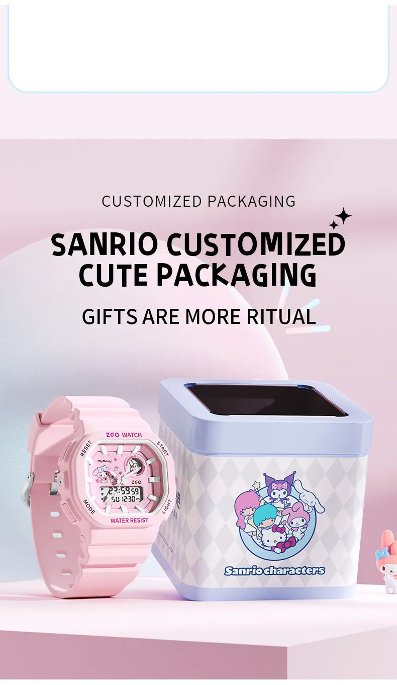ZGO X Sanrio My Melody New Electronic Watch Dual Display Waterproof