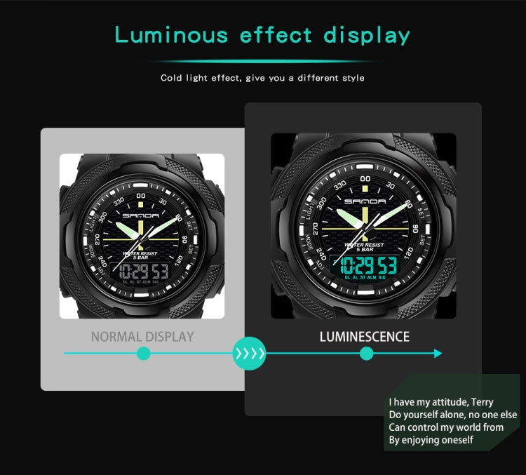 Sanda 3004 Electronic Watch Movement Men Watch Outdoor Sports Luminous Waterproof Multi-Function Watch