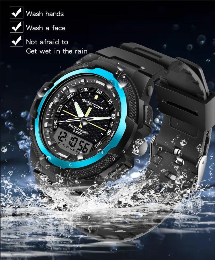 Sanda 3004 Electronic Watch Movement Men Watch Outdoor Sports Luminous Waterproof Multi-Function Watch