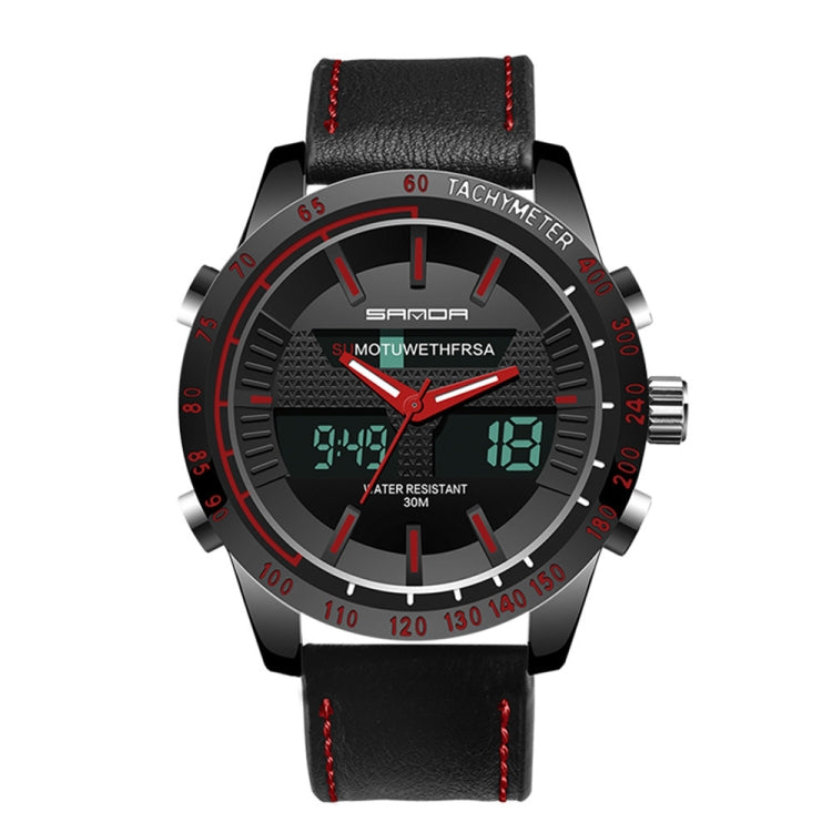SANDA 774 Men Belt Watch Dual Display Multi Function Sports Electronic Watch Fashion Trend Leisure Waterproof Luminous Watch