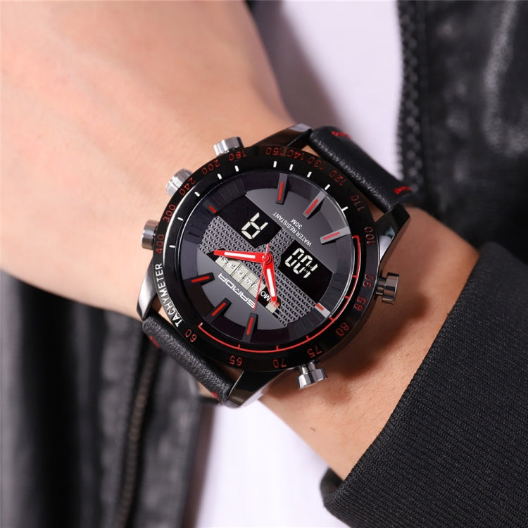 SANDA 774 Men Belt Watch Dual Display Multi Function Sports Electronic Watch Fashion Trend Leisure Waterproof Luminous Watch