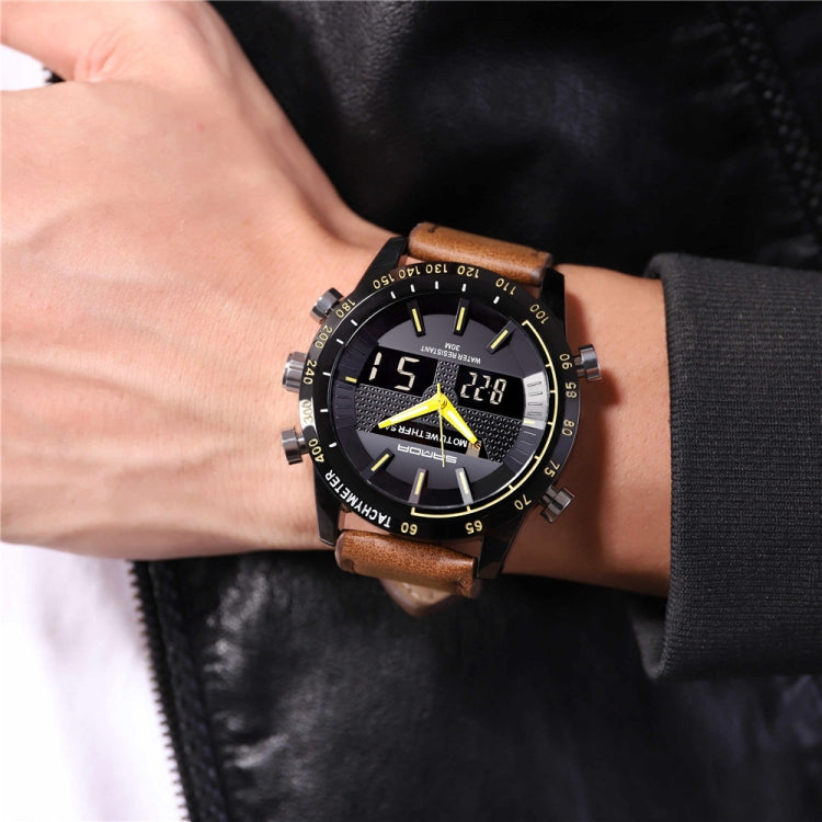SANDA 774 Men Belt Watch Dual Display Multi Function Sports Electronic Watch Fashion Trend Leisure Waterproof Luminous Watch