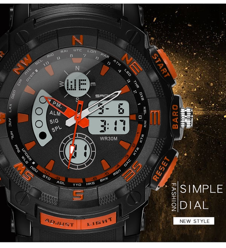 SANDA 775 Watch Male Electronic Watch Adult Middle School Students Youth Multi Functional Sports Water Proof Trend Double Watch