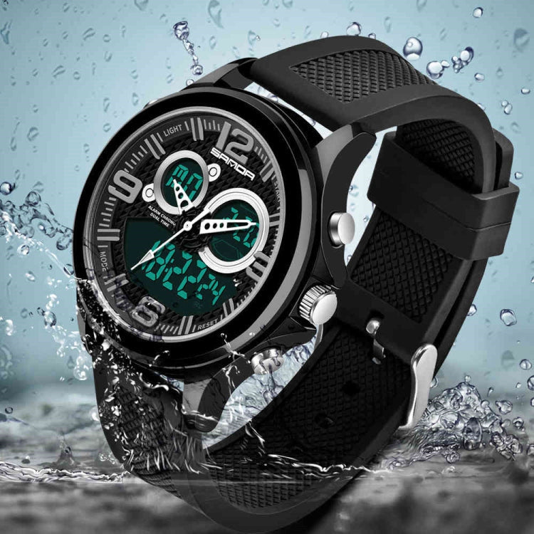 SANDA 793 large Dial Tide Watch Student Fashion Trend Multi Function Double Glow Waterproof Electronic Watch