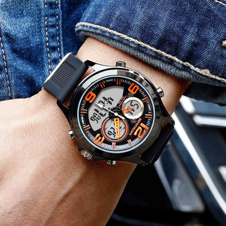 SANDA 793 large Dial Tide Watch Student Fashion Trend Multi Function Double Glow Waterproof Electronic Watch