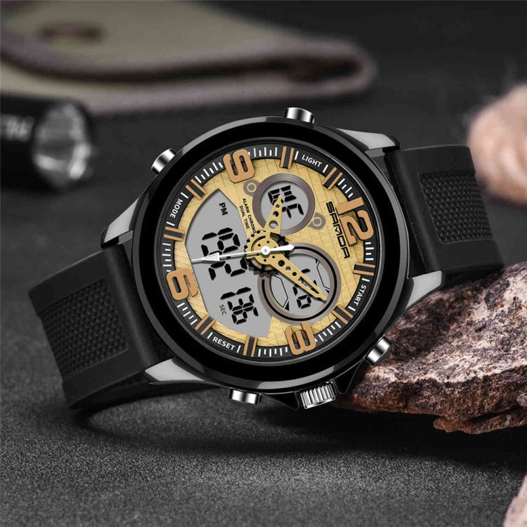 SANDA 793 large Dial Tide Watch Student Fashion Trend Multi Function Double Glow Waterproof Electronic Watch