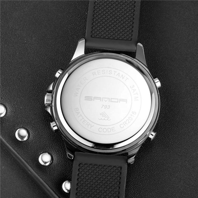 SANDA 793 large Dial Tide Watch Student Fashion Trend Multi Function Double Glow Waterproof Electronic Watch