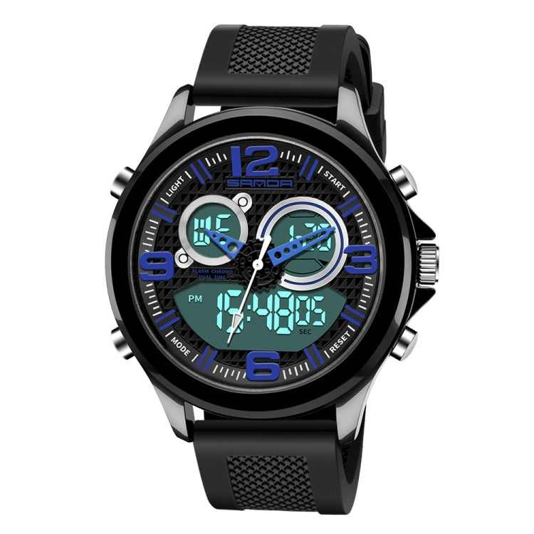 SANDA 793 large Dial Tide Watch Student Fashion Trend Multi Function Double Glow Waterproof Electronic Watch