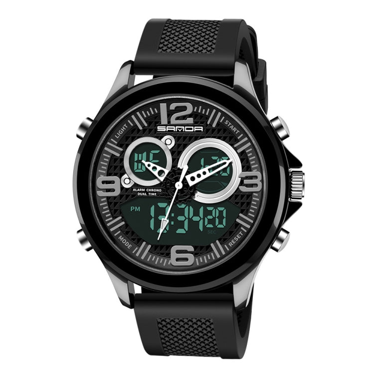 SANDA 793 large Dial Tide Watch Student Fashion Trend Multi Function Double Glow Waterproof Electronic Watch